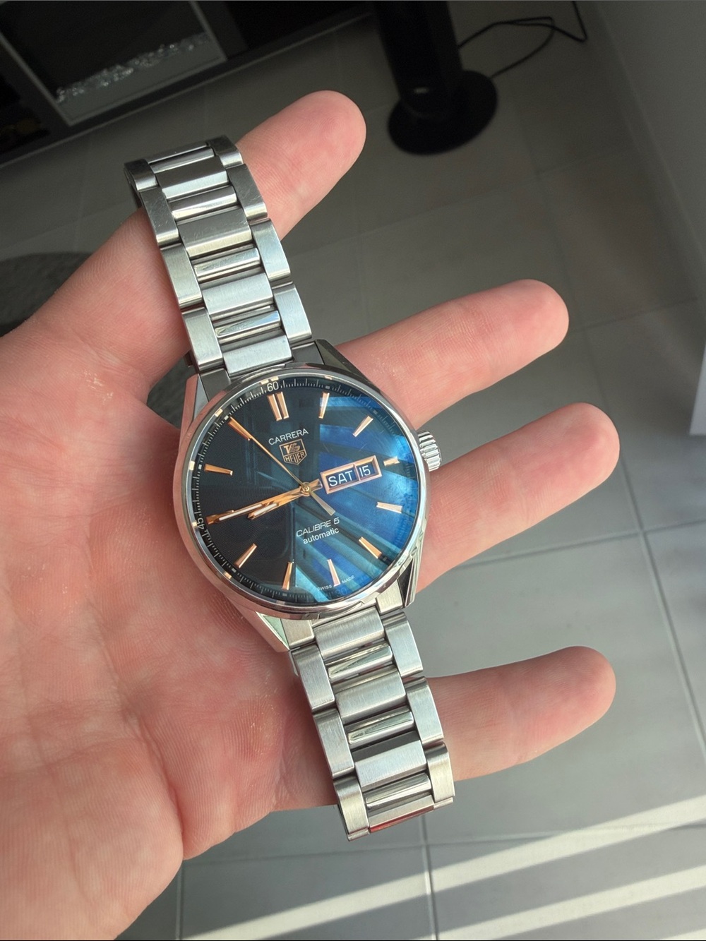 Tag Heuer Carrera Men’s Stainless Steel Watch with Blue Dial